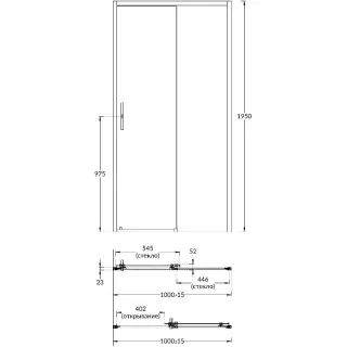 Душевая дверь Kerama Marazzi Vetro VE.100.SD.BLK.M 100 см стекло прозрачное профиль чёрный матовый